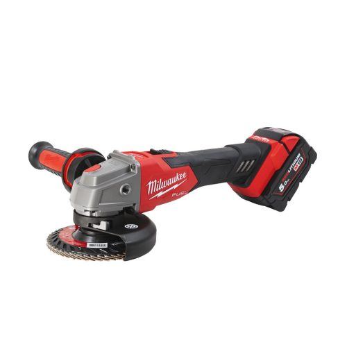 Milwaukee M18 FSAG125XB-502X FUEL™ 125 mm sarokcsiszoló fékező funkcióval és csúsztatható kapcsolóval